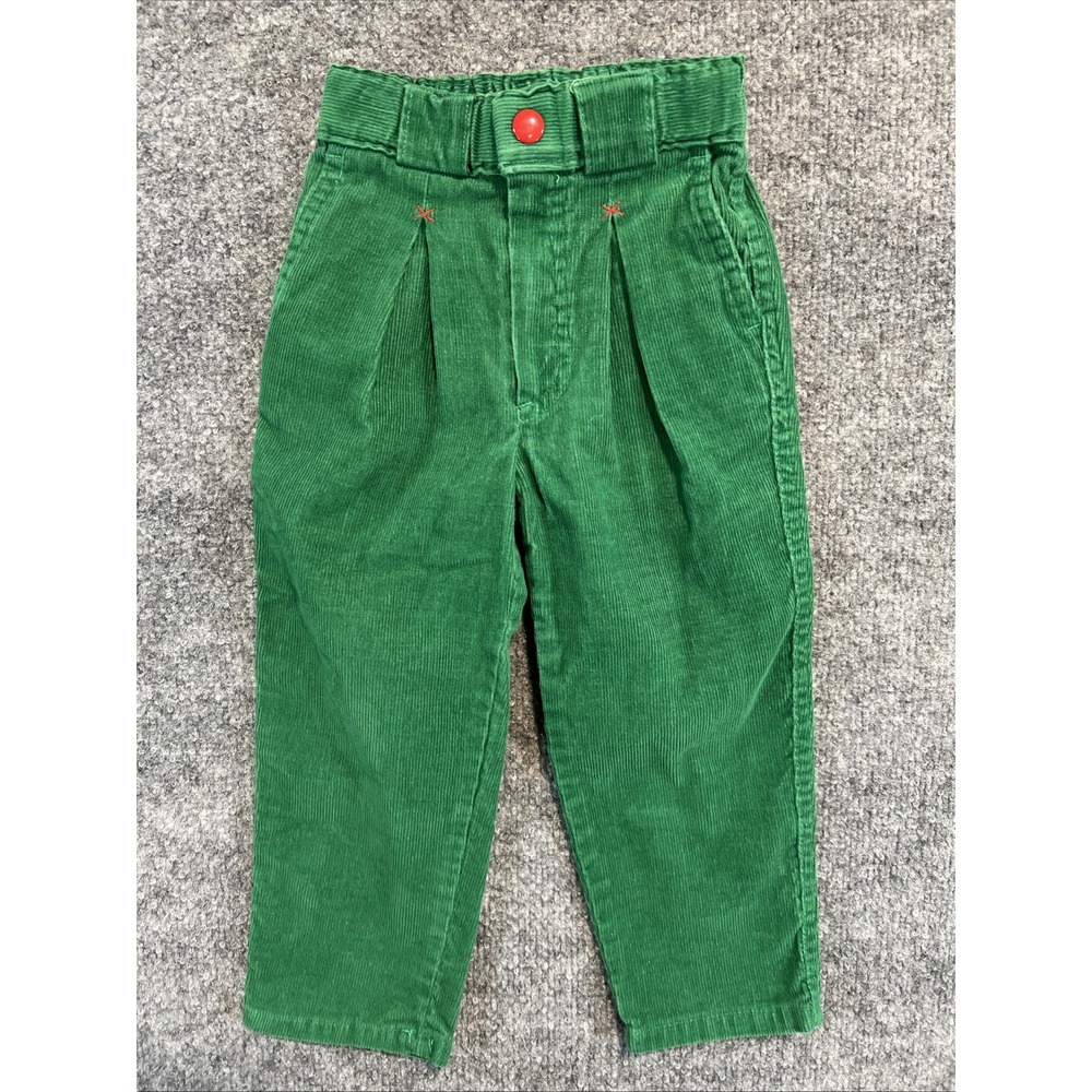 Vintage KiteStrings Green Corduroy Pleated Pants - Size 3T - Rare Retro Kids